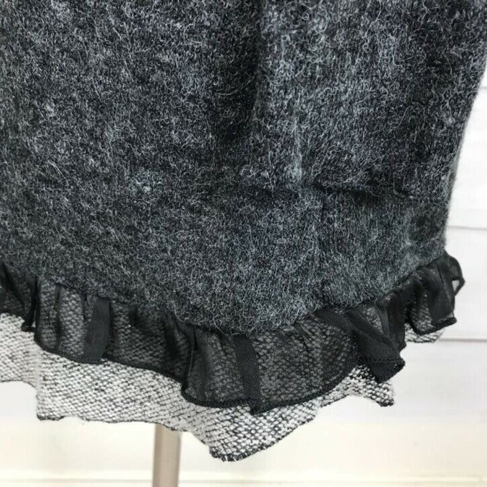 The Pyramid Collection Collared Ruffle Knit Jacket M Asymmetrical Duster Gray - Picture 5 of 10